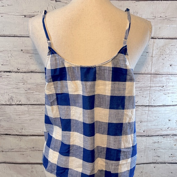 EYELASH COUTURE Tie Bottom Cami Top Cabin Check Blue/White-(M and XL) - Picture 2 of 2
